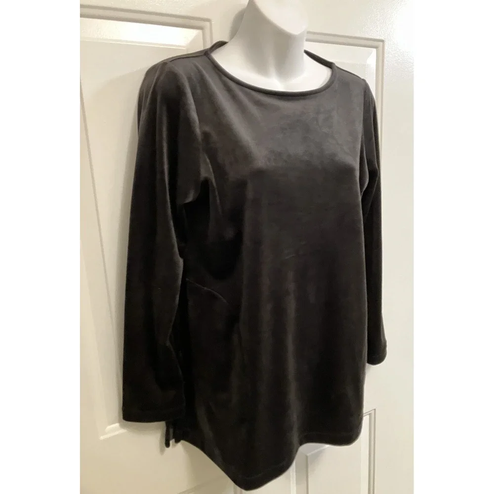 Pure Jill‎ Black Velour Long Sleeve Tunic Shirt Size PS Petite Small